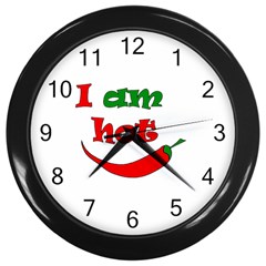 I Am Hot  Wall Clocks (black) by Valentinaart