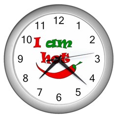 I Am Hot  Wall Clocks (silver)  by Valentinaart