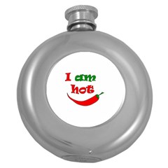 I Am Hot  Round Hip Flask (5 Oz) by Valentinaart