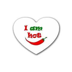 I Am Hot  Rubber Coaster (heart)  by Valentinaart