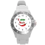 I am hot  Round Plastic Sport Watch (L) Front