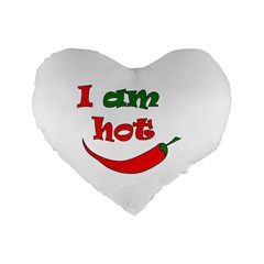 I Am Hot  Standard 16  Premium Heart Shape Cushions by Valentinaart