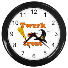 Twerk Or Treat - Funny Halloween Design Wall Clocks (black) by Valentinaart