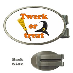 Twerk Or Treat - Funny Halloween Design Money Clips (oval)  by Valentinaart