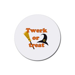 Twerk Or Treat - Funny Halloween Design Rubber Coaster (round)  by Valentinaart