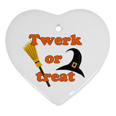 Twerk Or Treat - Funny Halloween Design Heart Ornament (2 Sides) by Valentinaart