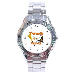 Twerk Or Treat - Funny Halloween Design Stainless Steel Analogue Watch by Valentinaart