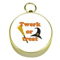 Twerk Or Treat - Funny Halloween Design Gold Compasses by Valentinaart