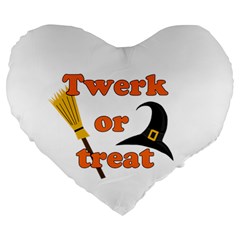 Twerk Or Treat - Funny Halloween Design Large 19  Premium Flano Heart Shape Cushions by Valentinaart