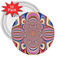 Pastel Shades Ornamental Flower 3  Buttons (10 Pack)  by designworld65