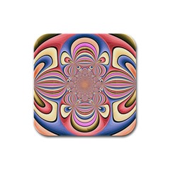 Pastel Shades Ornamental Flower Rubber Square Coaster (4 Pack)  by designworld65