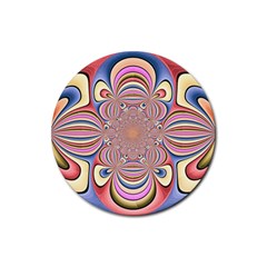 Pastel Shades Ornamental Flower Rubber Coaster (round)  by designworld65