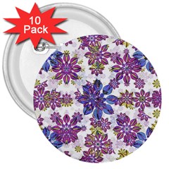 Stylized Floral Ornate Pattern 3  Buttons (10 Pack)  by dflcprints