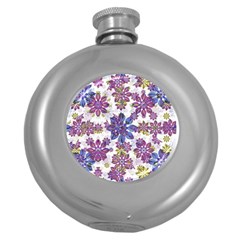 Stylized Floral Ornate Pattern Round Hip Flask (5 Oz) by dflcprints