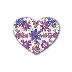 Stylized Floral Ornate Pattern Heart Coaster (4 Pack)  by dflcprints