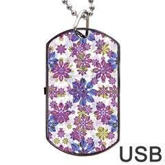 Stylized Floral Ornate Pattern Dog Tag Usb Flash (one Side) by dflcprints