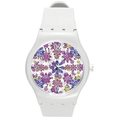 Stylized Floral Ornate Pattern Round Plastic Sport Watch (m) by dflcprints