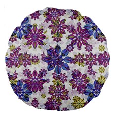 Stylized Floral Ornate Pattern Large 18  Premium Round Cushions by dflcprints