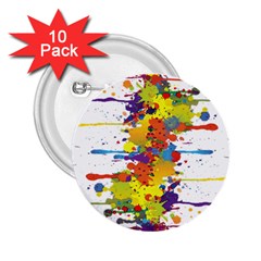 Crazy Multicolored Double Running Splashes 2 25  Buttons (10 Pack)  by EDDArt