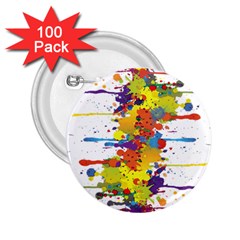 Crazy Multicolored Double Running Splashes 2 25  Buttons (100 Pack)  by EDDArt