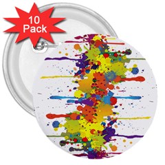 Crazy Multicolored Double Running Splashes 3  Buttons (10 Pack)  by EDDArt