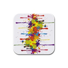 Crazy Multicolored Double Running Splashes Rubber Square Coaster (4 Pack)  by EDDArt