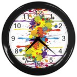 Crazy Multicolored Double Running Splashes Wall Clocks (Black) Front