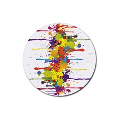 Crazy Multicolored Double Running Splashes Rubber Coaster (round)  by EDDArt