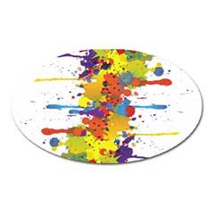 Crazy Multicolored Double Running Splashes Oval Magnet by EDDArt