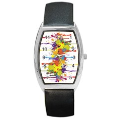 Crazy Multicolored Double Running Splashes Barrel Style Metal Watch by EDDArt