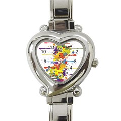 Crazy Multicolored Double Running Splashes Heart Italian Charm Watch by EDDArt