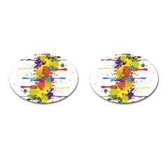 Crazy Multicolored Double Running Splashes Cufflinks (oval) by EDDArt