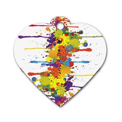 Crazy Multicolored Double Running Splashes Dog Tag Heart (one Side) by EDDArt