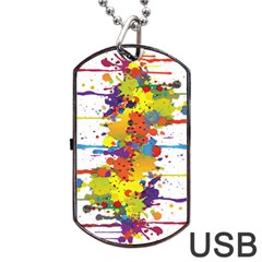 Crazy Multicolored Double Running Splashes Dog Tag Usb Flash (one Side) by EDDArt