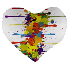 Crazy Multicolored Double Running Splashes Large 19  Premium Heart Shape Cushions by EDDArt