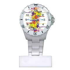 Crazy Multicolored Double Running Splashes Plastic Nurses Watch by EDDArt