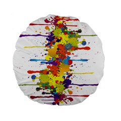 Crazy Multicolored Double Running Splashes Standard 15  Premium Flano Round Cushions by EDDArt