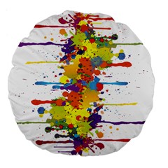 Crazy Multicolored Double Running Splashes Large 18  Premium Flano Round Cushions by EDDArt