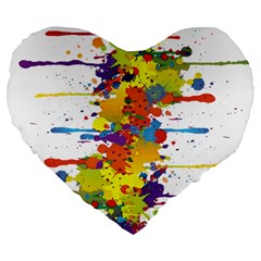 Crazy Multicolored Double Running Splashes Large 19  Premium Flano Heart Shape Cushions by EDDArt