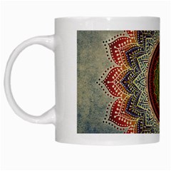 Folk Art Lotus Mandala Dirty Blue Red White Mugs by EDDArt