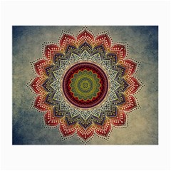 Folk Art Lotus Mandala Dirty Blue Red Small Glasses Cloth by EDDArt