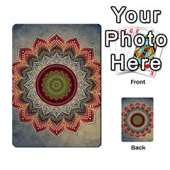 Folk Art Lotus Mandala Dirty Blue Red Multi-purpose Cards (rectangle)  by EDDArt