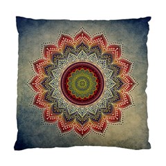 Folk Art Lotus Mandala Dirty Blue Red Standard Cushion Case (one Side) by EDDArt