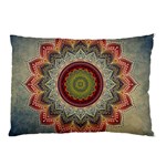 Folk Art Lotus Mandala Dirty Blue Red Pillow Case 26.62 x18.9  Pillow Case