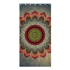 Folk Art Lotus Mandala Dirty Blue Red Shower Curtain 36  X 72  (stall)  by EDDArt