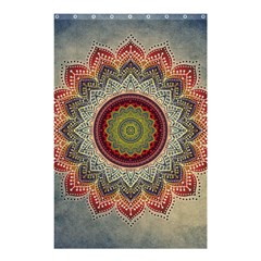 Folk Art Lotus Mandala Dirty Blue Red Shower Curtain 48  X 72  (small)  by EDDArt