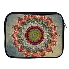 Folk Art Lotus Mandala Dirty Blue Red Apple Ipad 2/3/4 Zipper Cases by EDDArt