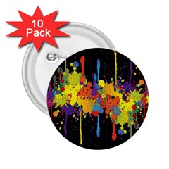 Crazy Multicolored Double Running Splashes Horizon 2 25  Buttons (10 Pack)  by EDDArt