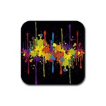 Crazy Multicolored Double Running Splashes Horizon Rubber Square Coaster (4 pack)  Front