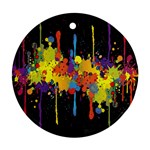 Crazy Multicolored Double Running Splashes Horizon Round Ornament (Two Sides)  Back